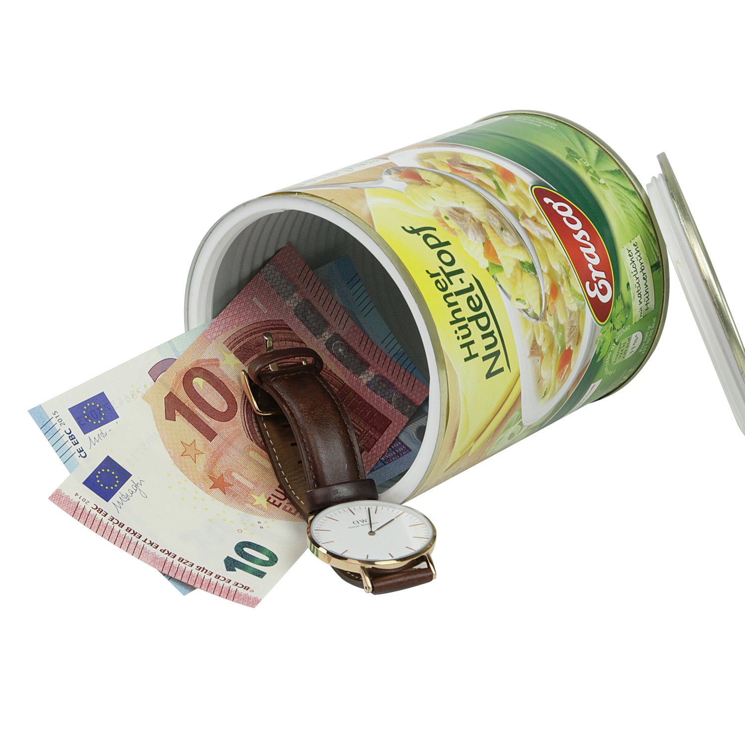 Plastic Fantastic Dosensafe Geldversteck im Design eines Erasco Nudeltopf, 12,0 x 10,0 cm