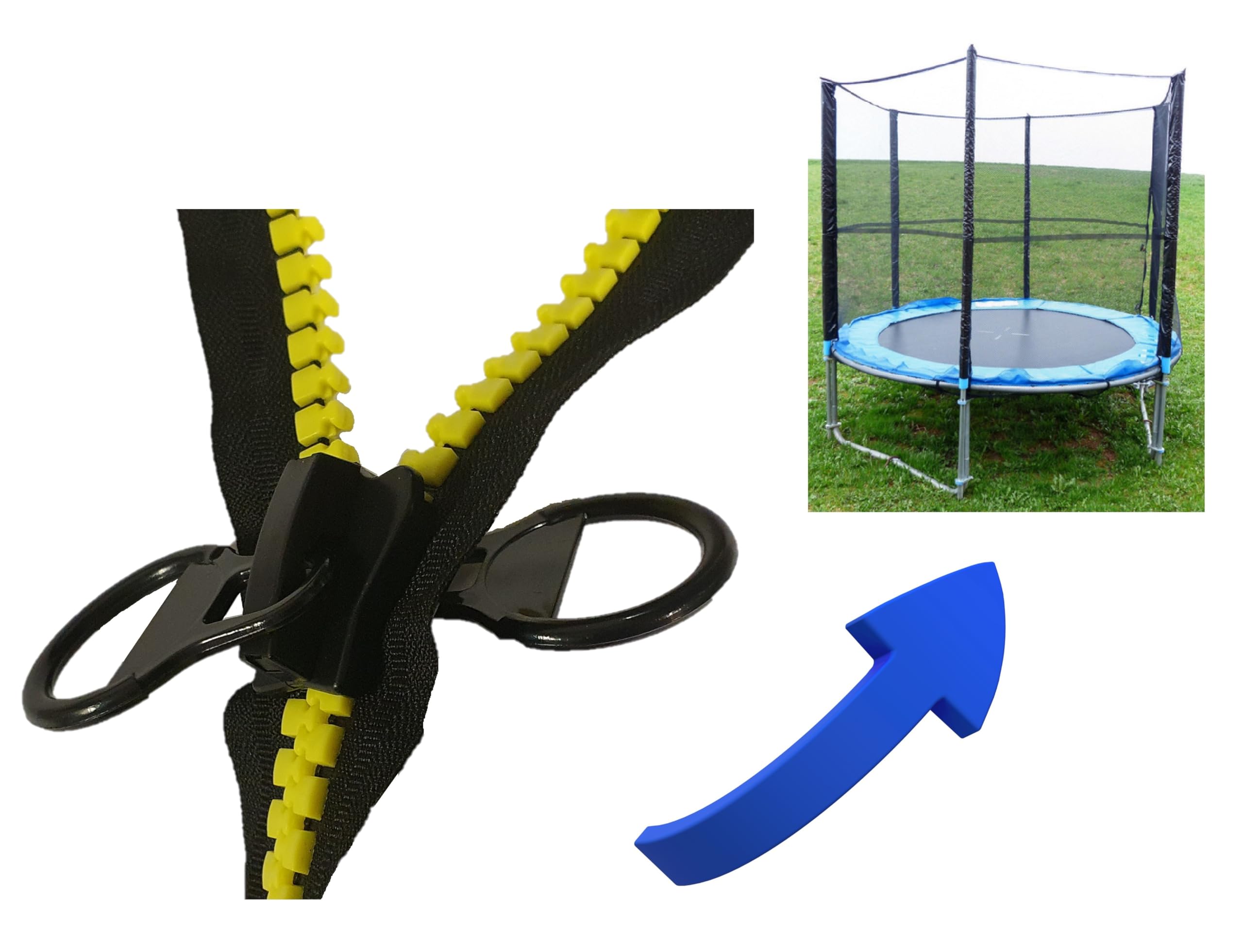 Trampoline Replacement Zip, Double Zip, Can Be Used on Both Sides, Black, 20 Inches (Yellow, 120 cm)