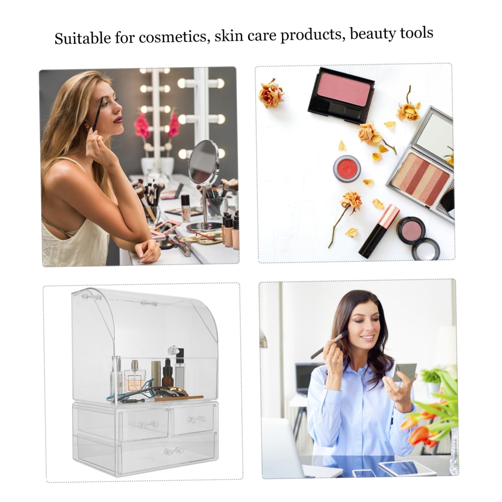 Caja de Almacenamiento de Cosméticos de Acrílico Transparente Caja para Guardar Pintalabios y Maquillaje Organizar Productos Escritorio o Baño