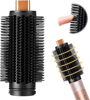 Round volumising brush for Dyson Airwrap, used to straighten dry and curly hair, to create voluminous styling and reduce frizz, compatible with HS01/HS05/HS08, copper
