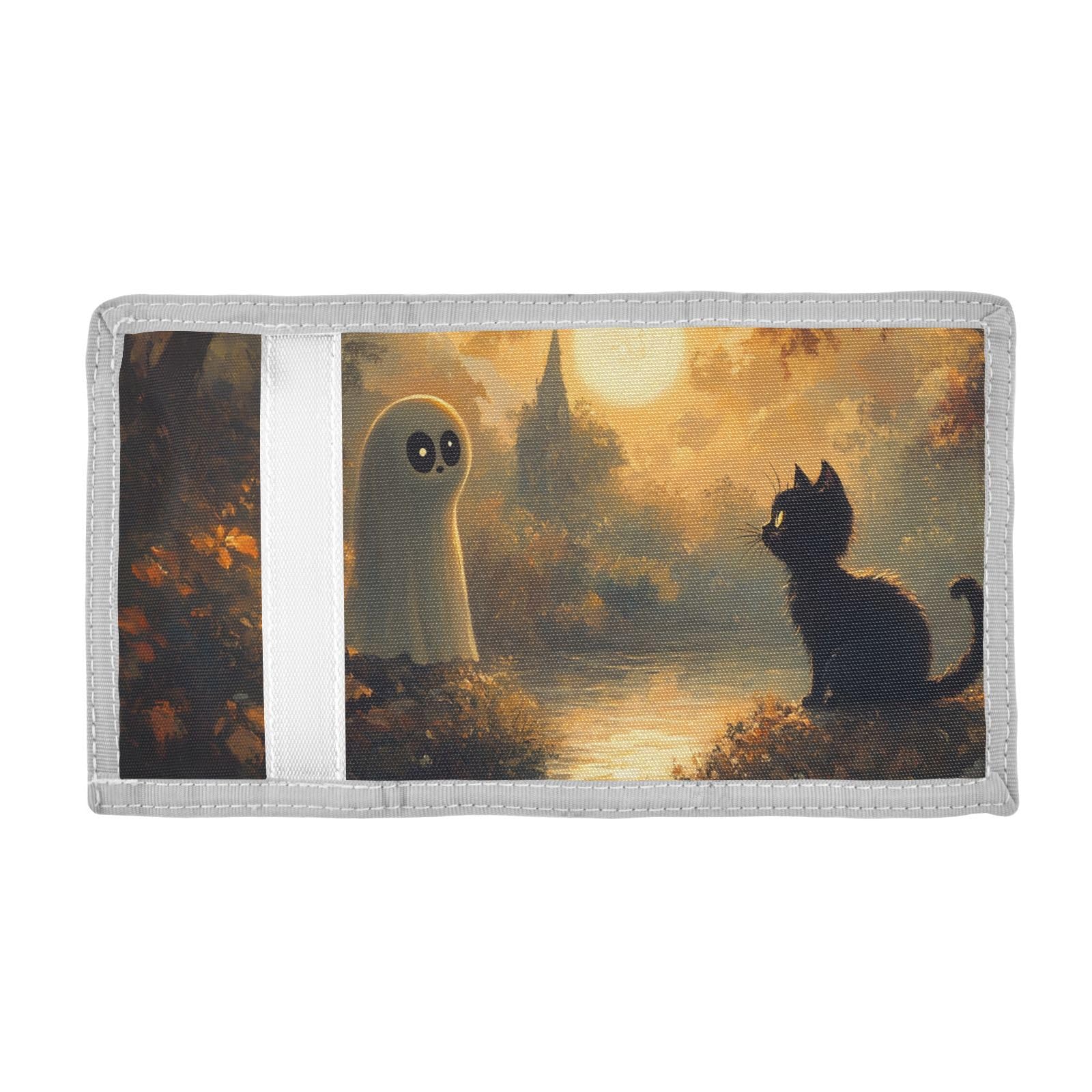 FOLIOSA Kids Wallet for Boys Girls Fantastic Cat Print Youth Wallet with Zipper Pocket Card Holders, Novelty Wallet 4.9×2.9 in