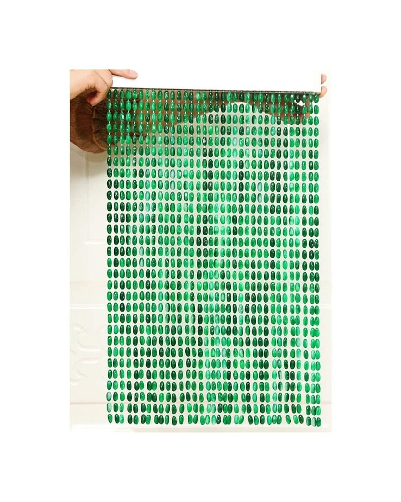 Rideau de perles en cristal suspendu et séparateur de pièce vert