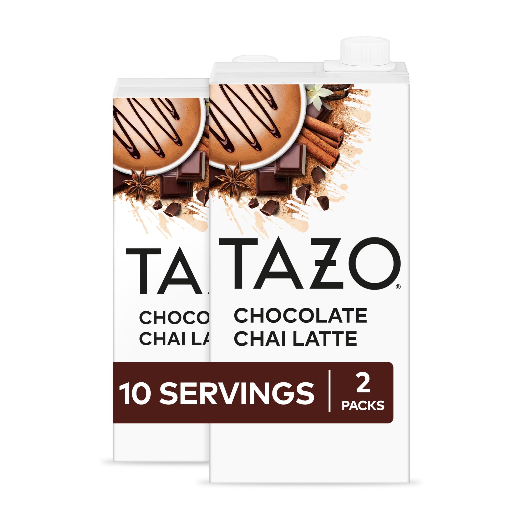 TAZO Chocolate Chai Latte, Flavored Black Tea Concentrate, 32 Fl Oz Carton (Pack of 2)