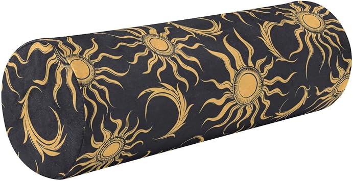 Art Sun Moon Gold Black Therapedic Neck Roll Pillow Cervical Pillow for Neck Pain Cylinder almohadas para Cervical dormir 5.5x17