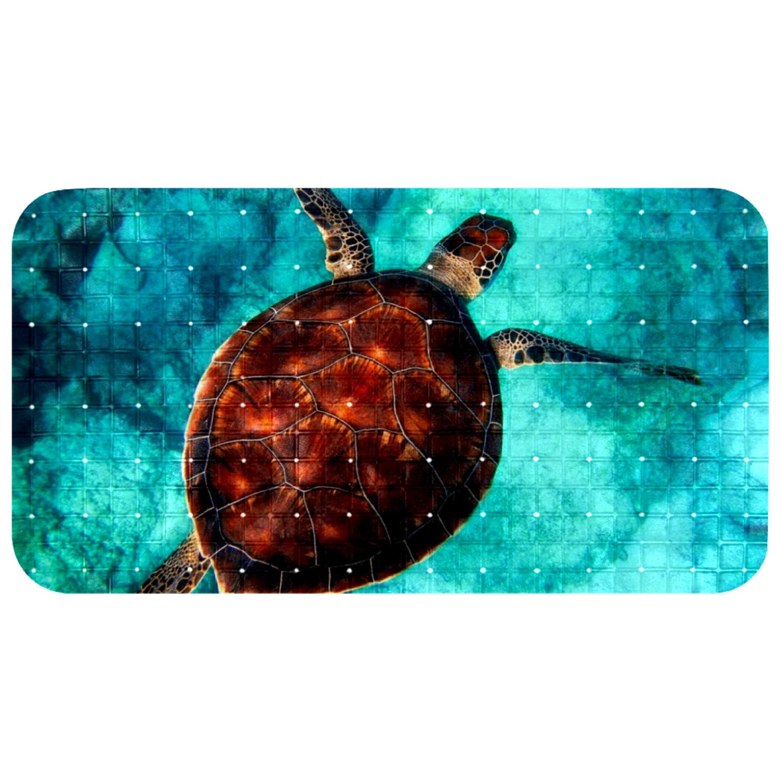 Tapis de bain pour douche sécurisée en marbre avec ventouses motif tortue marine