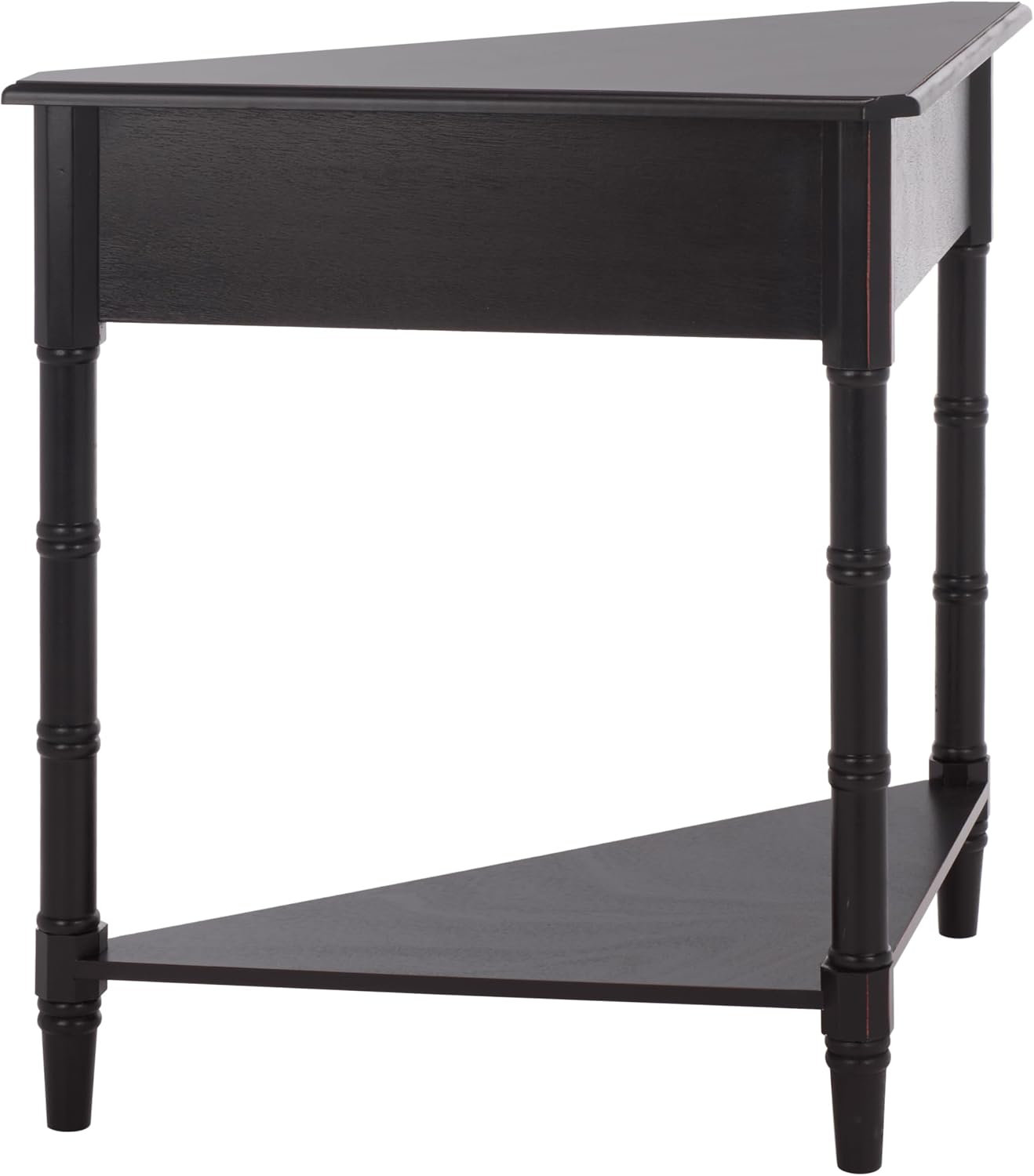 SAFAVIEH Furniture - Gomez 1-Drawer Corner Table - Distressed Black - Solid Wood - Classic Corner Storage Design - Ideal for Entryway, Living Room, Home Office, 33.1"W x 17.3"D x 28"H (AMH5709B)