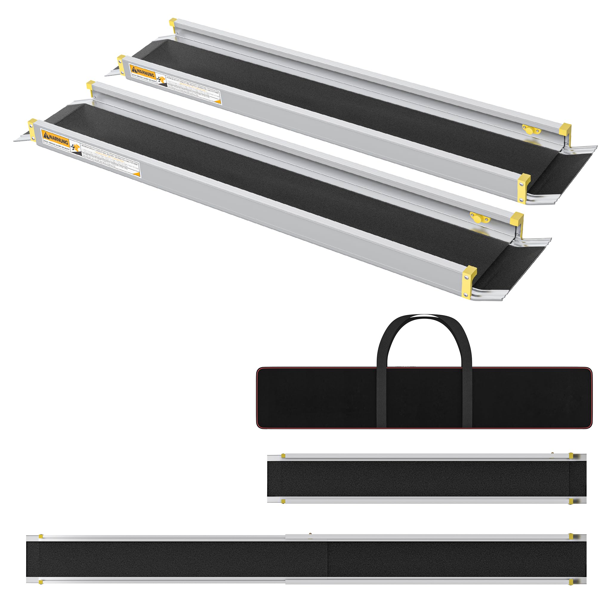 XMTECH Rampa telescópica de aluminio con revestimiento antideslizante y bolsa de almacenamiento, rampa de carga ajustable con 300 kg, para escaleras, obstáculos, casa, pasos