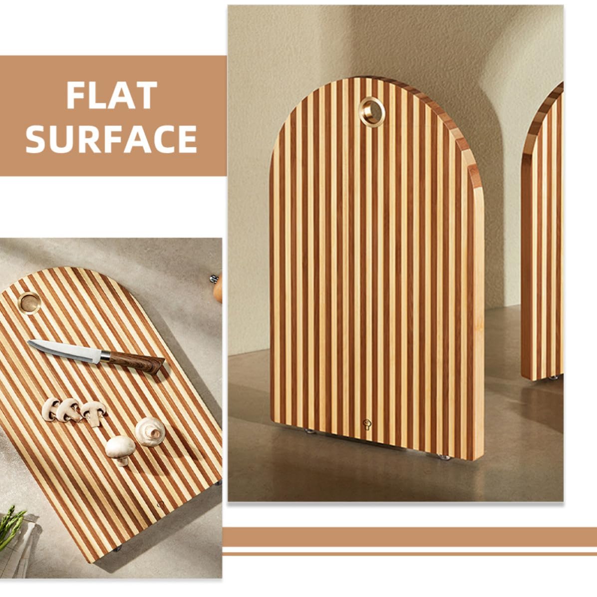 IMIKEYA Tagliere da Cucina per Preparazione di Verdure in Legno Multifunzionale Superficie Piatta Antiscivolo e Uso Domestico in Cucina