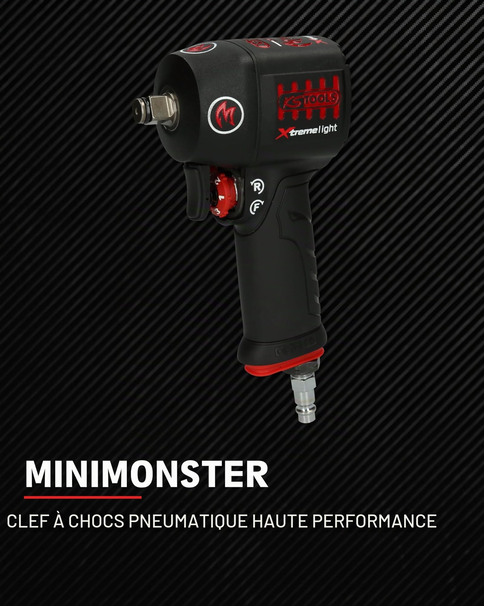 KS Tools 515.1150 1/2" miniMONSTER Xtremelight High Performance Pneumatic | Mini clé à chocs pneumatique MONSTER Xtremelight 1/2'', 1390Nm, haute performance