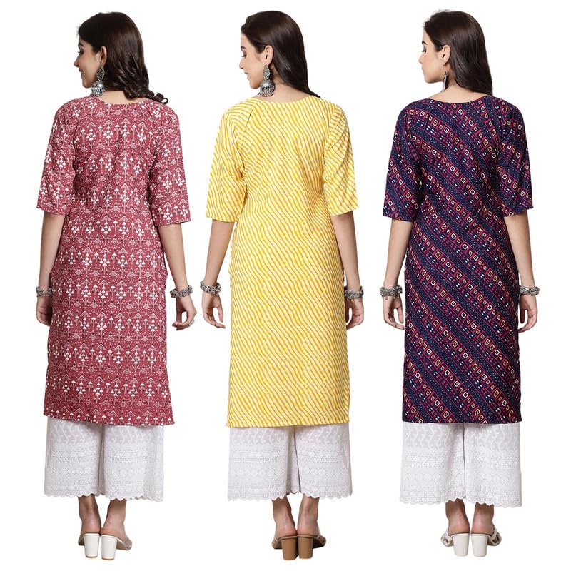 Image of 7Threads Kurti for Women || Printed Short Round Kurta for Women || Fancy Kurti || Formal Office Wear Kurtis for Women || Stitched Kurti