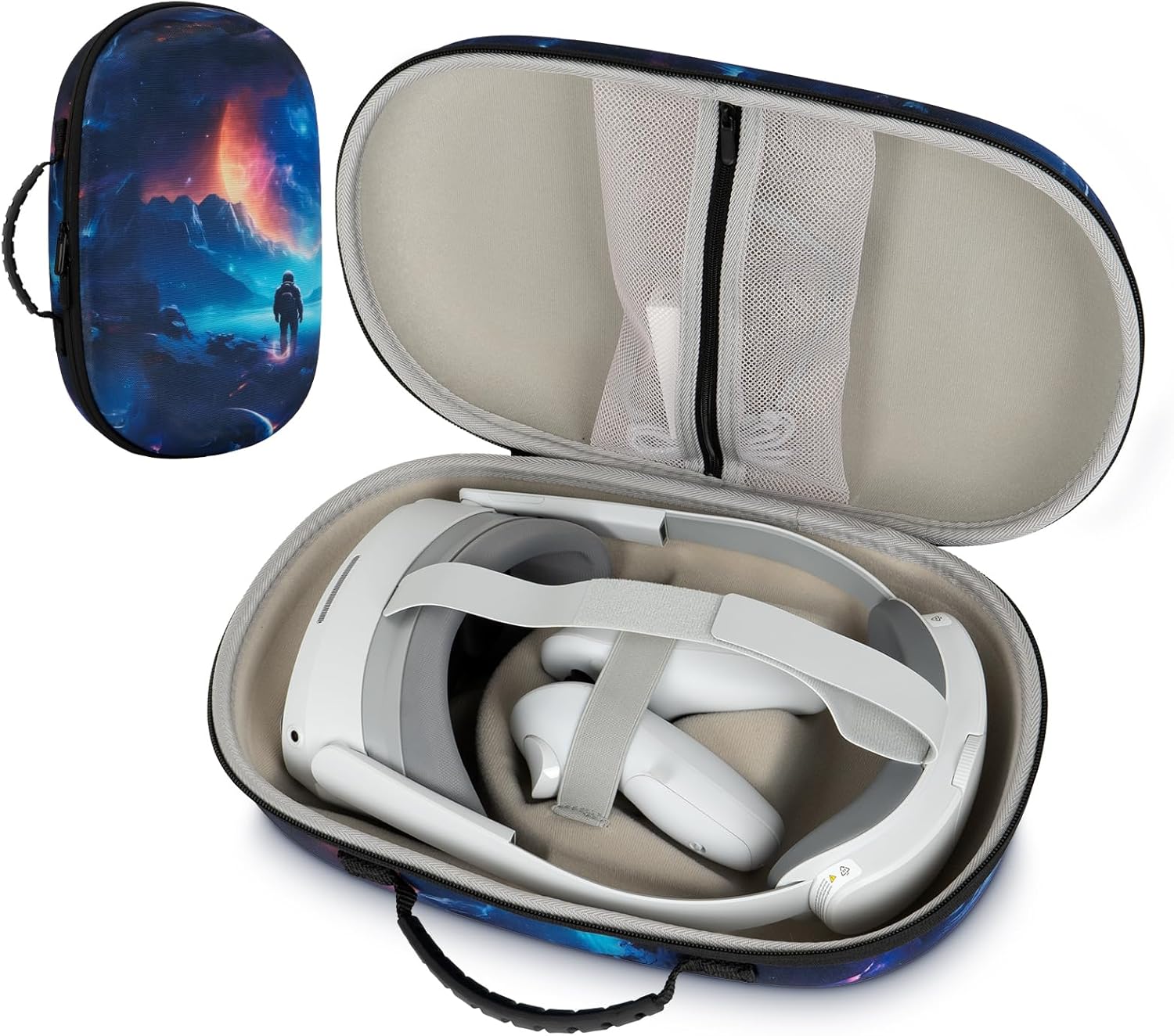 XINGFUDAO Hard Case Compatible with Pico 4 Ultra MR Headset and Game Controller, Star Shaped Colorful Patterned Storage Bag, Shockproof Carrying Case with Accessory Mesh Pouch（Taller Version）