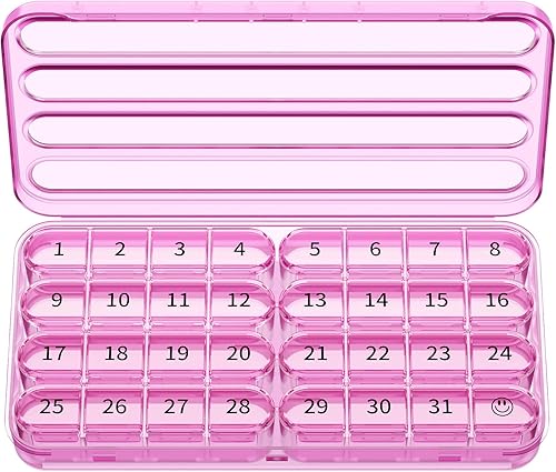 Miniatura 9 de Zoksi Organizador de pastillas mensual 1 vez al día, organizador de pastillero de 30 días, estuche de pastillas de un mes para viajes, contenedor