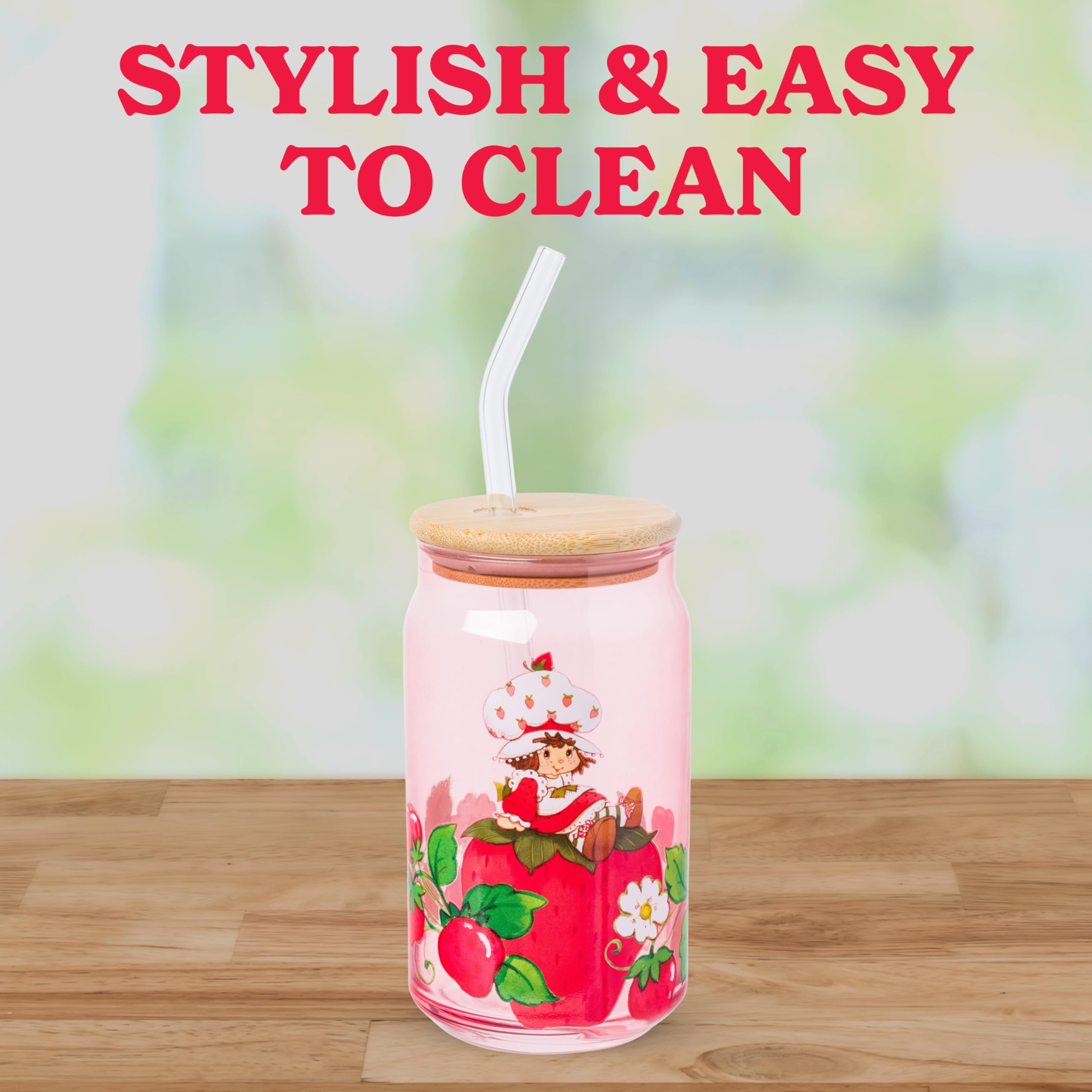 Buy Silver Buffalo Strawberry Shortcake Core Vintage Sweet Dreams Rainbow Iridescent 16oz Glass Tumbler with Bamboo Lid and Glass Straw Online at Low Prices in India