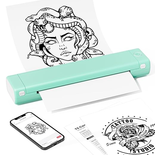 Phomemo Portable Printers Wireless for Travel, Thermal Bluetooth Printer Support for 8.5"x11" US Letter, Small Inkless Printer Compatible with iOS, Android, Laptop for Car, Office, Home，Green