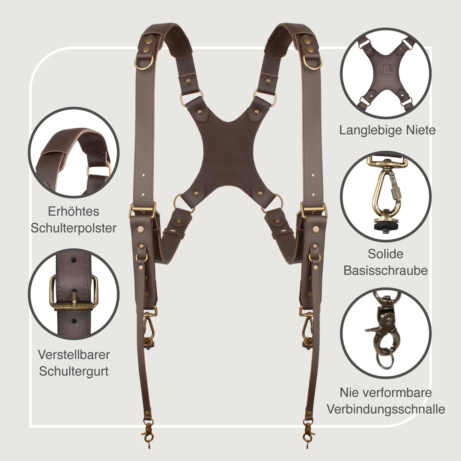 Kameragurt D1,Leder Kameragurt 2 Kameras für Fotografen | Leder Doppelschulter Kameragurt für Fotografen,für Männer und Frauen,Multi-Kamera-Ausrüstung für DSLR/SLR,Schnellverschluss