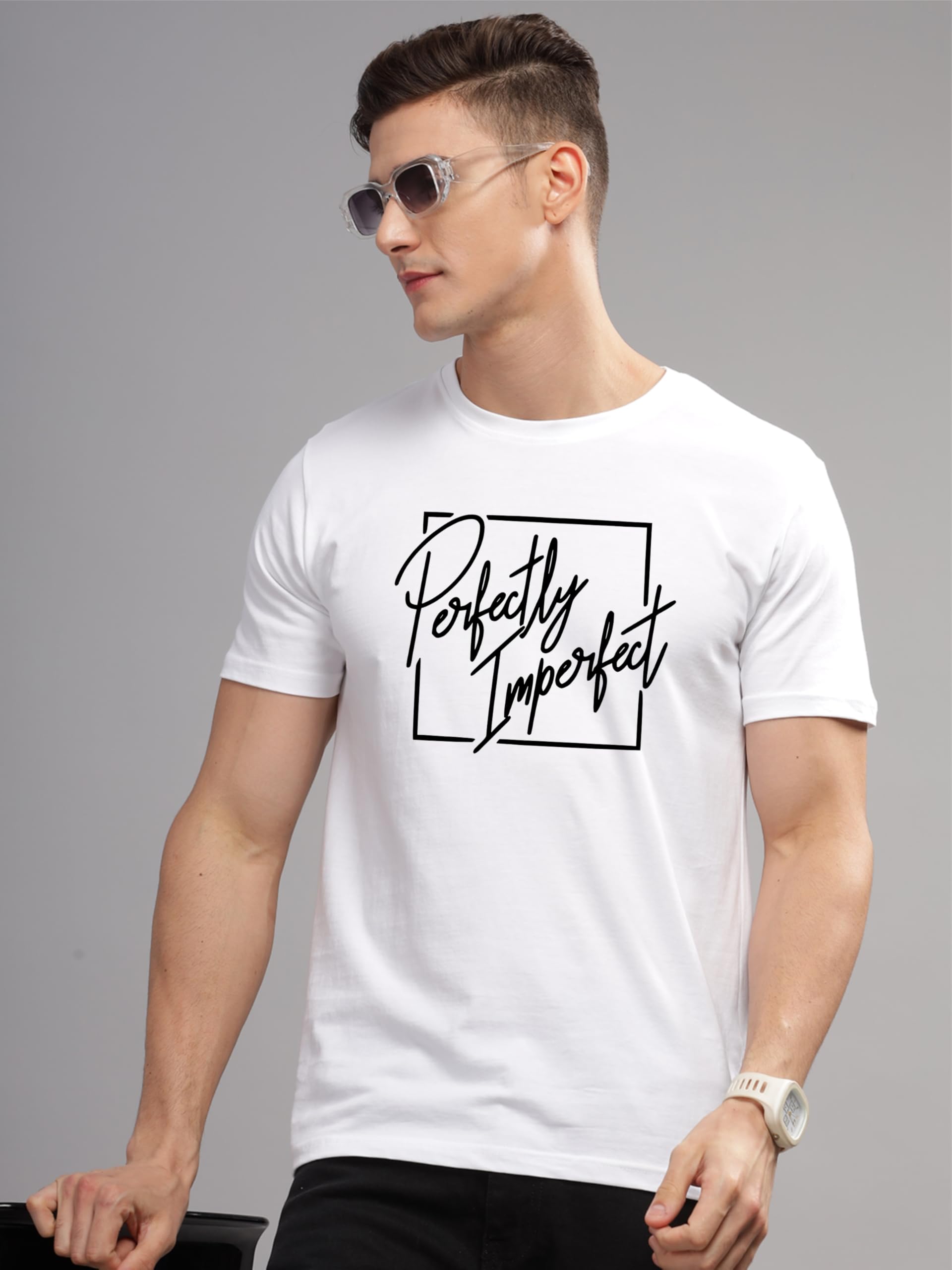 ADRO Camiseta estampada para hombre de algodón de alta calidad con estampado gráfico