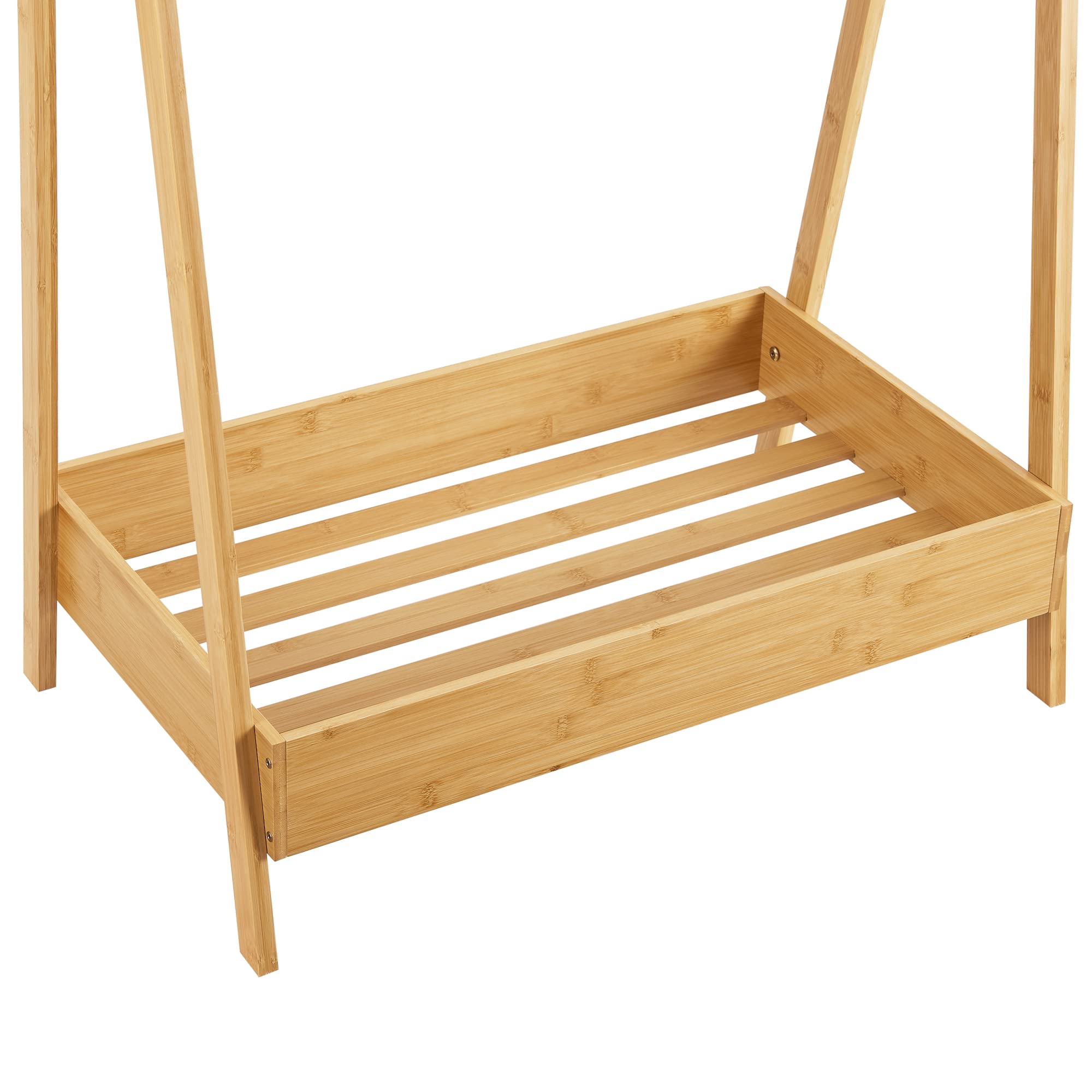 [en.casa] Perchero Burro Infantil con 1 Barra y Zapatero Portaropa Armario para Ropa Clóset Guardaropa Dormitorio Bambú 126 x 73 x 42 cm Color Natural