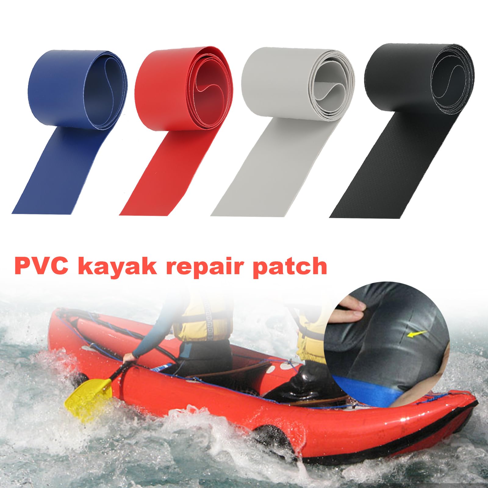 ZJT Reparatieset voor rubberboot, reparatieset, pvc-patches, reparatiepleisters voor boten, kajakpatches, kajakpatches voor opblaasbare boten, vlot, boot, kano, kajak (1, rood