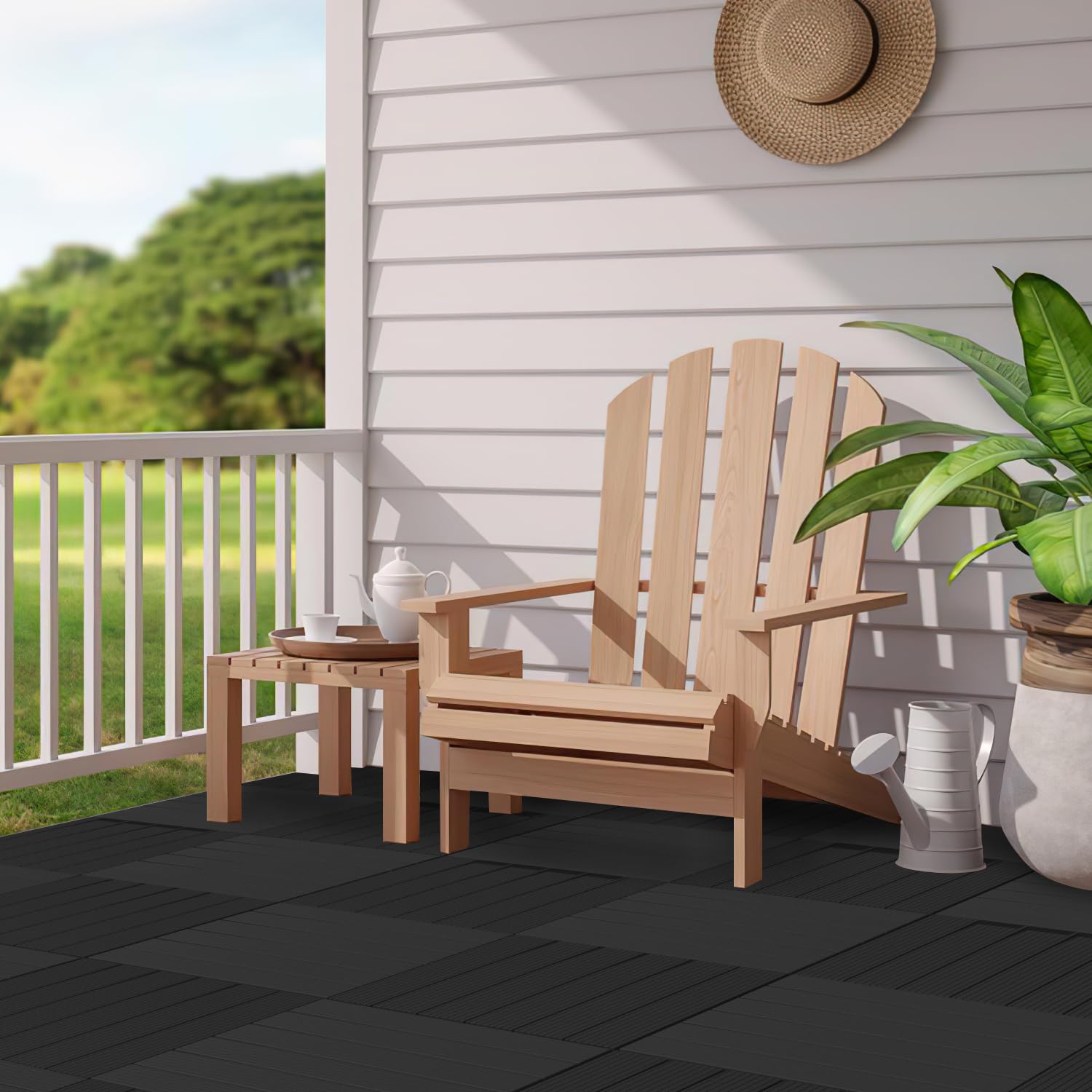 YRHome WPC-terrastegels, WPC-tegels, 30 x 30 cm, houtlook, kliktegels, 1 m², balkontegels, kliksysteem, terrasplanken, kliktegels, kunststof vloertegel met drainage, antraciet (type B YRHome WPC-terrastegels, WPC-tegels, 30 x 30 cm, houtlook, kliktegels, 1 m², balkontegels, kliksysteem, terrasplanken, kliktegels, kunststof vloertegel met drainage, antraciet (type B