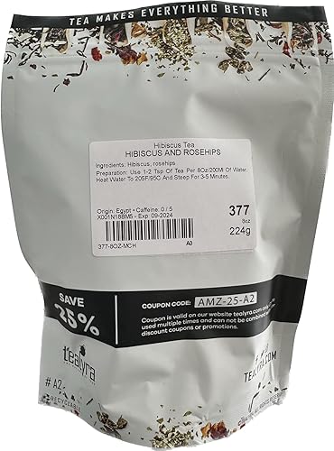 Miniatura 5 de Tealyra - Hibisco y escaramujos - Té de hojas sueltas de herbla - Tónico para la salud - Apoya la presión arterial saludable - Sin cafeína -