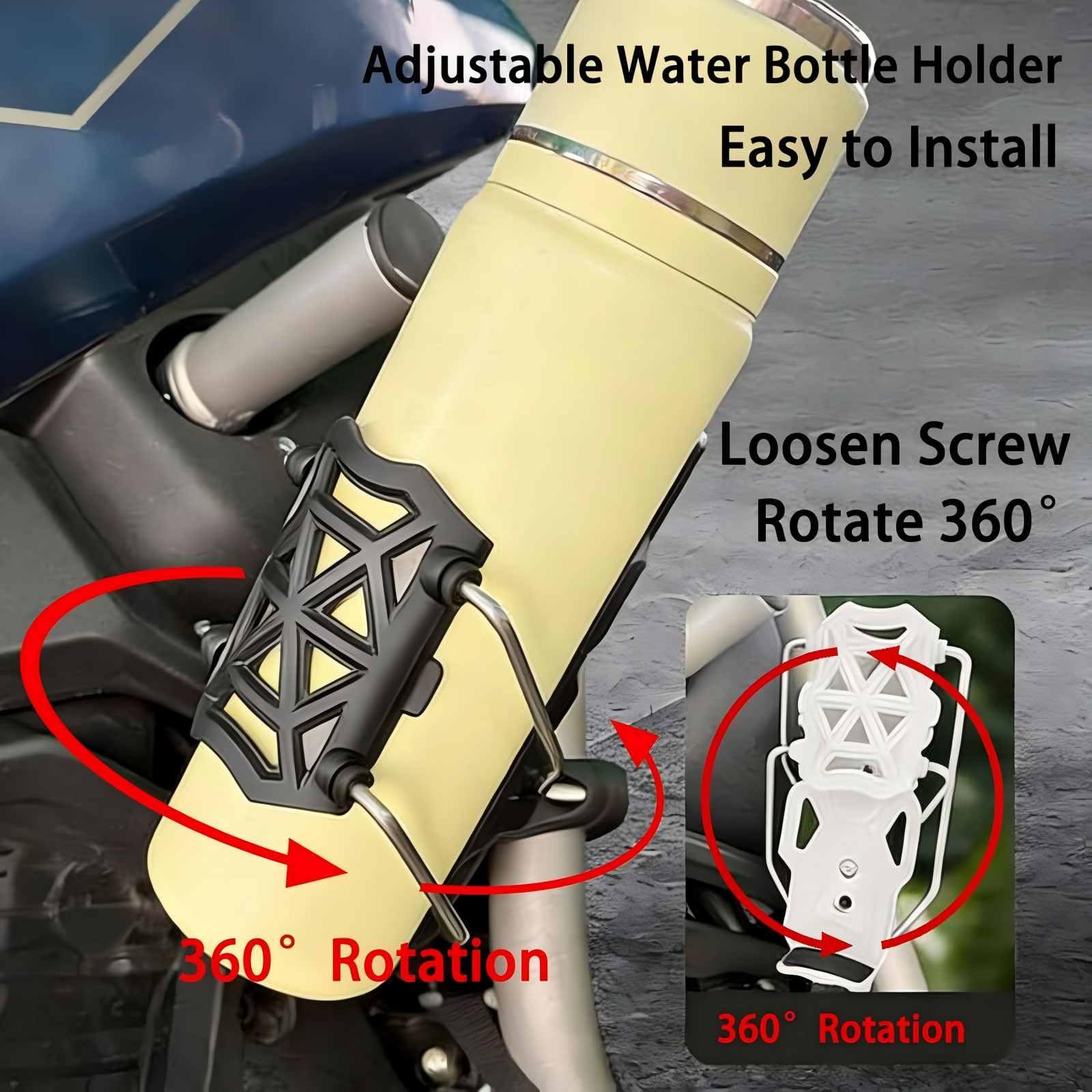Auto-Adaptacyjny uchwyt na bidon rowerowy, 2025, obracany o 360°, mocny uchwyt na butelkę rowerową, mocne trzymanie do drążka montażowego 22-25 mm, średnica 3,2-7,7 cm, klatka na butelkę na