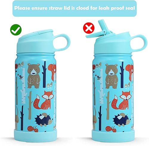 Miniatura 5 de Botella de agua para niños con tapa de popote a prueba de fugas, sin polvo, botellas de agua de 14 onzas para niños con bota, botella de agua de