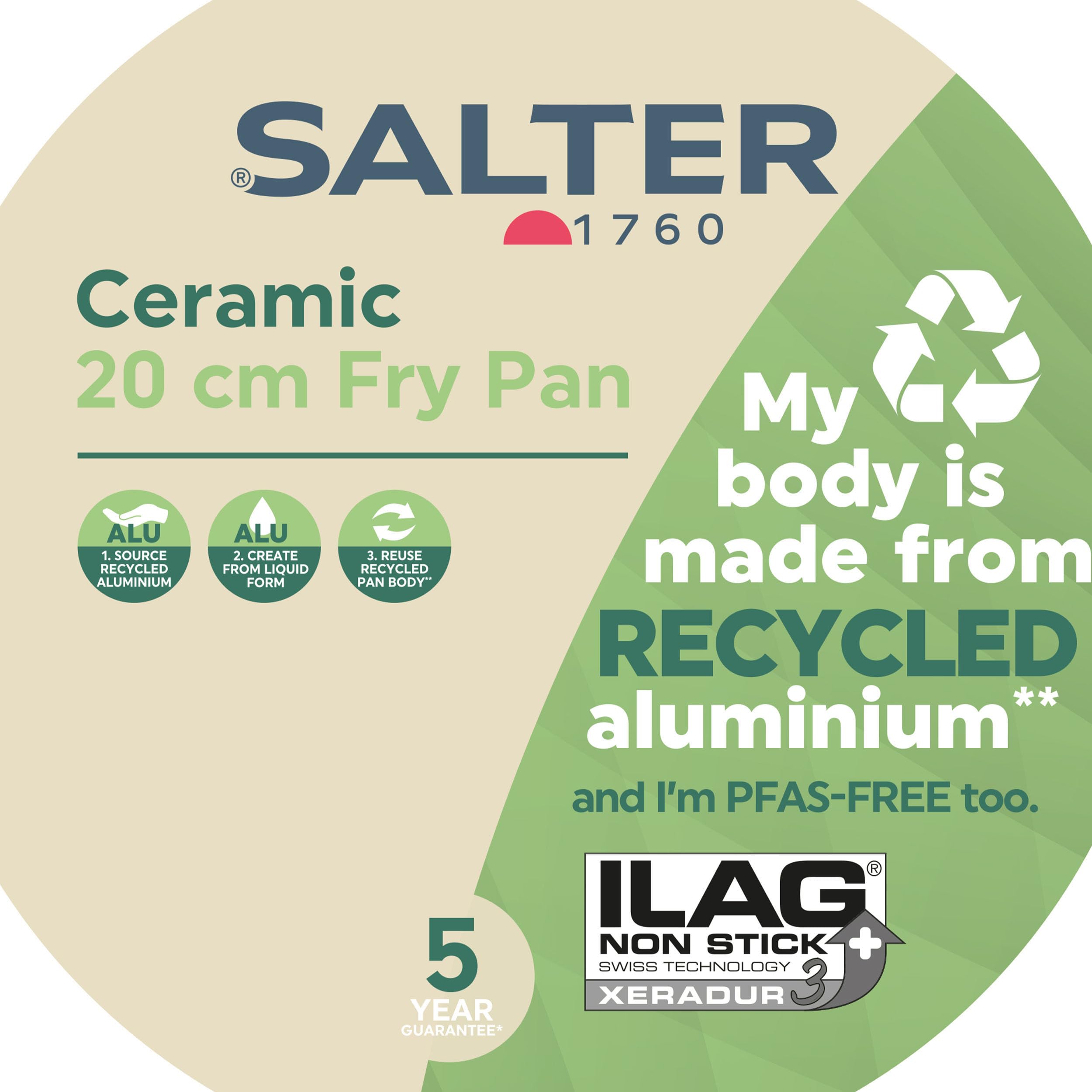 Salter BW12870EU7 Ceramic 20 cm Frying Pan, Recycled Aluminium Body, Healthy PFOA & PFAS-Free Non-Stick Coating - Image 2