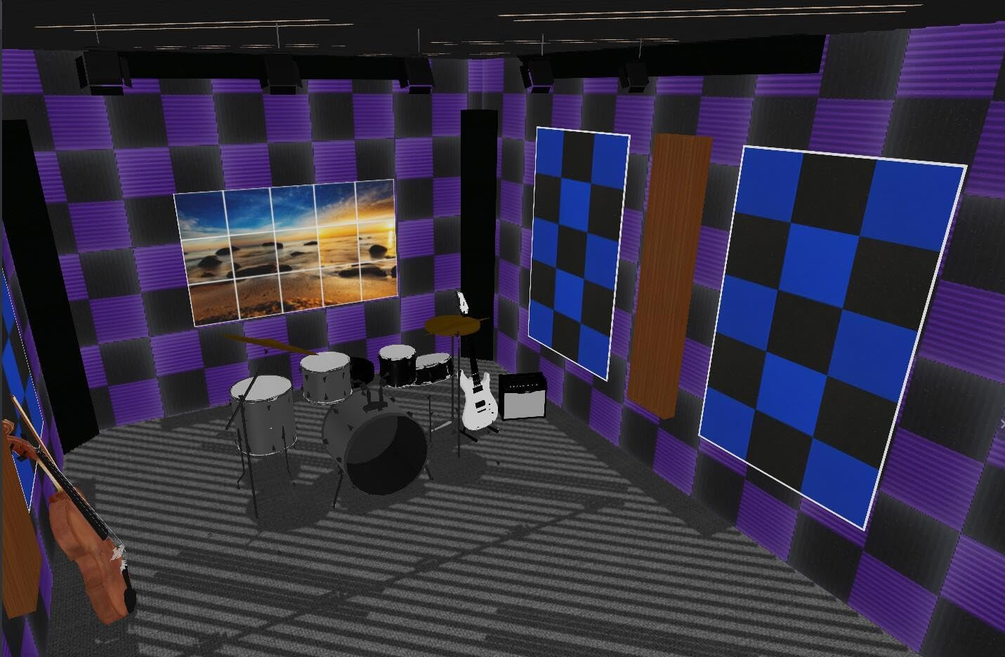 52 Pack 12 "X 12 "X1" Acoustic Panels Studio Soundproofing Foam Wedge Tiles, (24Black+24purple)