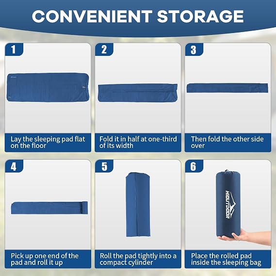 Hioutdoor 10CM Camping Self-Inflating Mat, Ultralight Inflatable Mattress with Foot Pump & Pillow, Compact Air Mattress for Outdoor Camping Hiking Beach