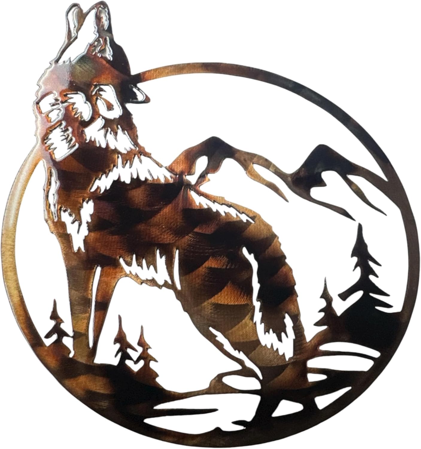 Howling Wolf Wildlife Metal Wall Art 18" x 15 1/2"