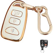 for Hyundai Key Fob Cover Smart Key with Keychain Fits for Hyundai Elantra Sonata Kia Forte Optima Spectra Key Case 4-Button-White
