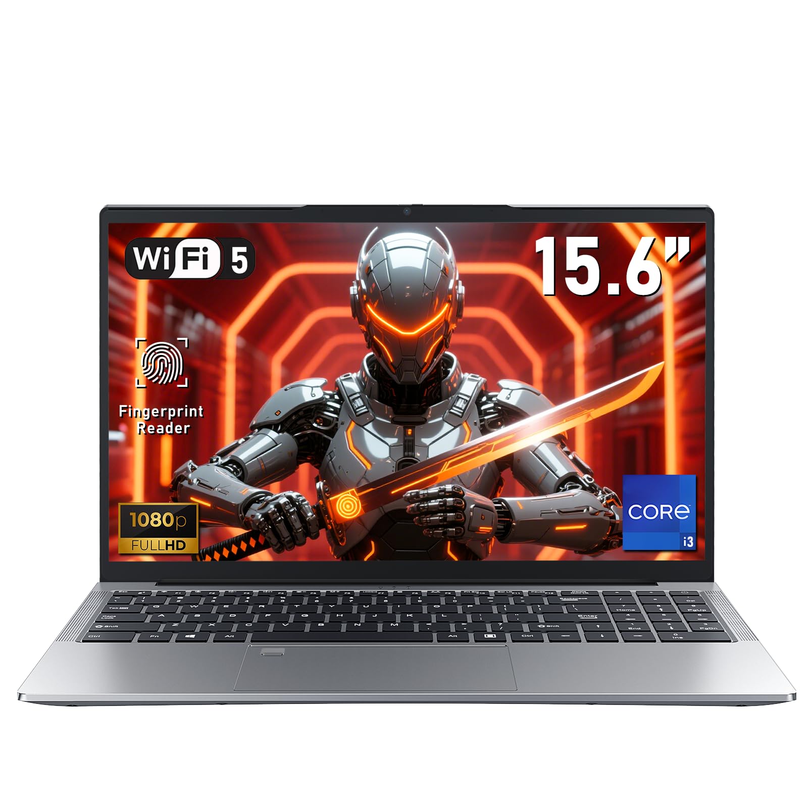 NAIKLULU 15,6 Pollici Laptop PC Portatile Computer 2025, Processore i3-1025G1 (da 1,2 a 3,4 GHz) RAM 16 GB SSD 512 GB Computer, Tastiera retroilluminata/coperchio metallico/sblocco per impronte