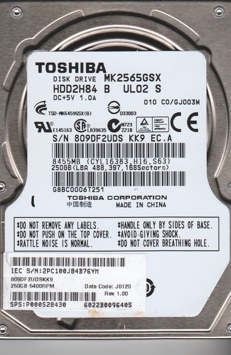 Toshiba MK2565GSX 250GB HDD2H84 E UL01 B [並行輸入品] TOSHIBA MK2565GSX 250GB 5400 RPM 8MB Cache SATA 3.0Gb/s 2.5