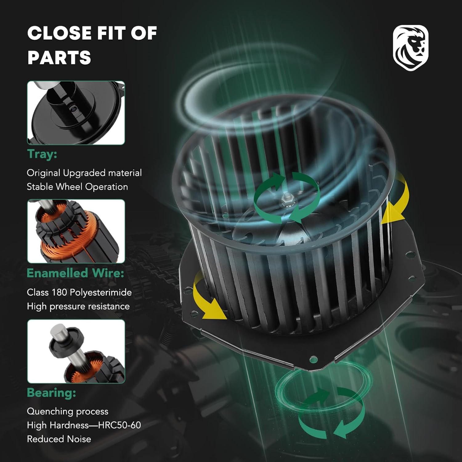 HVAC Blower Motor Assembly Replacement for Chevrolet & GMC & Pontiac Models, Corvette Astro C/K 1500 2500 3500 Safari Yukon Tahoe Firebird (with Fan Cage)