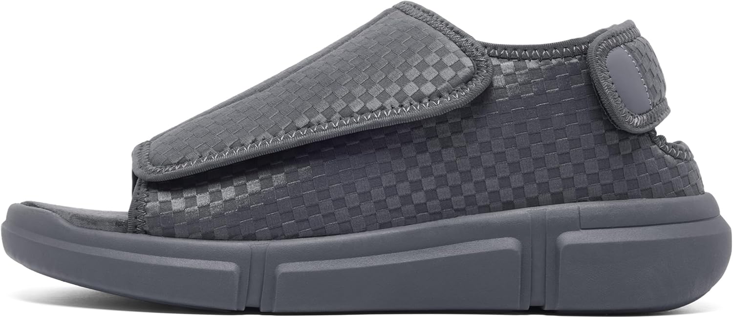 Men's Open toe Diabetic Sandals Wide Width Adjustable Straps Arch Support Lightweight & Breathable Mesh for Comfort and Pain Relief - Image 6