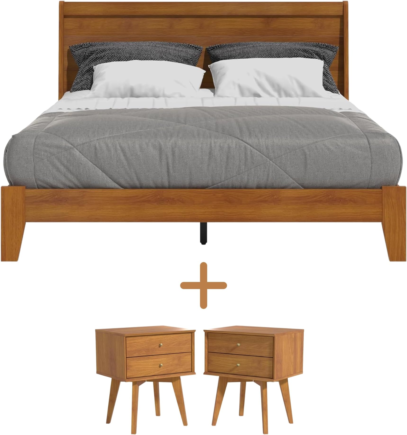 Galano Abby Retro Queen Bed Frame Abby Retro Set of 2