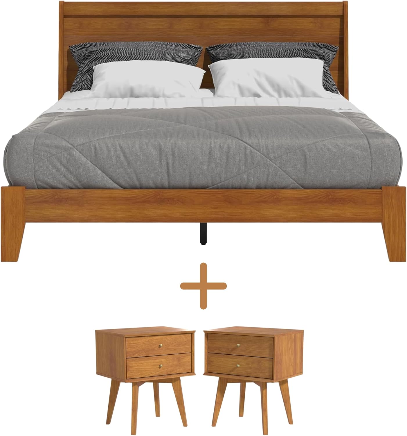 Galano Abby Retro Queen Bed Frame Abby Retro Set of 2