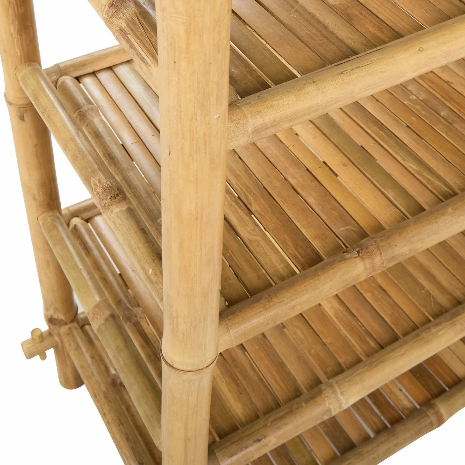 Schuhregal aus Bambus Natur 4-stöckig mit 4 Regalbrettern 86x35x75 cm platzsparend stabil für Innenbereich Schuhablage Schuhständer Schuhschrank