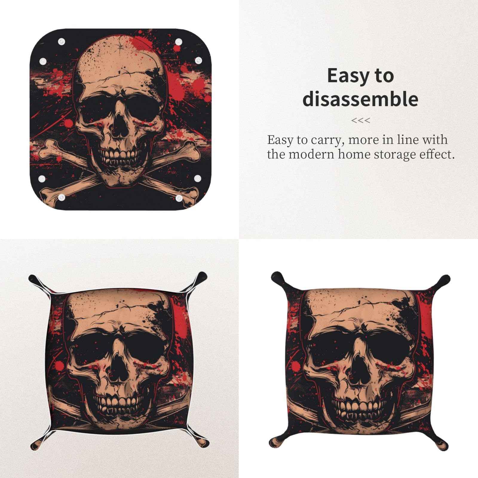 Horror Ghost Skull Print Leather Tray Desk Organize Produktbild-Vorschau 1