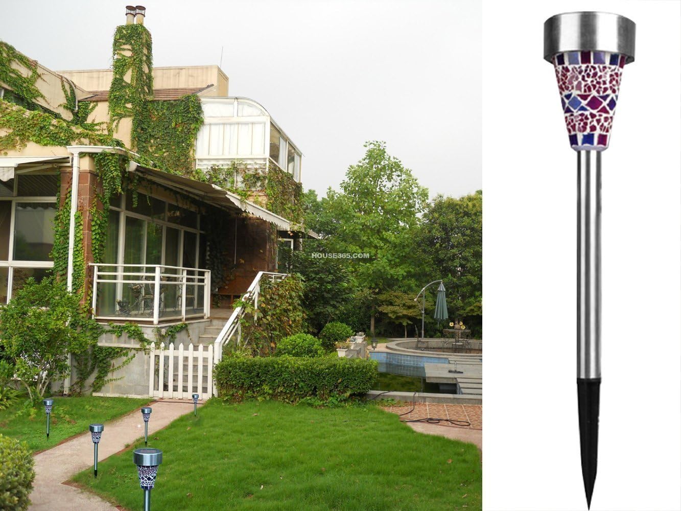 Outdoor Solar Garden Lights, Mosaic Solar Lights Outdoor Stake Lights, 3 Color Landscape Lights Path Lights for Garden Flowerbed Path Walkway Patio Lawn Outdoor Decoration (6pcs)
