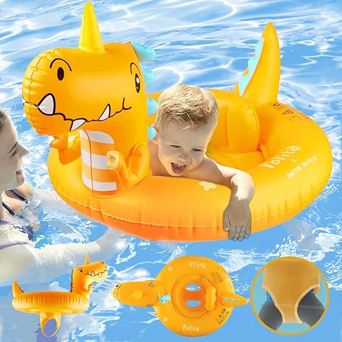 Polita Flotador de bebé para piscina, flotadores para niños pequeños con asiento de seguridad, flotador de natación infantil en forma de animal,