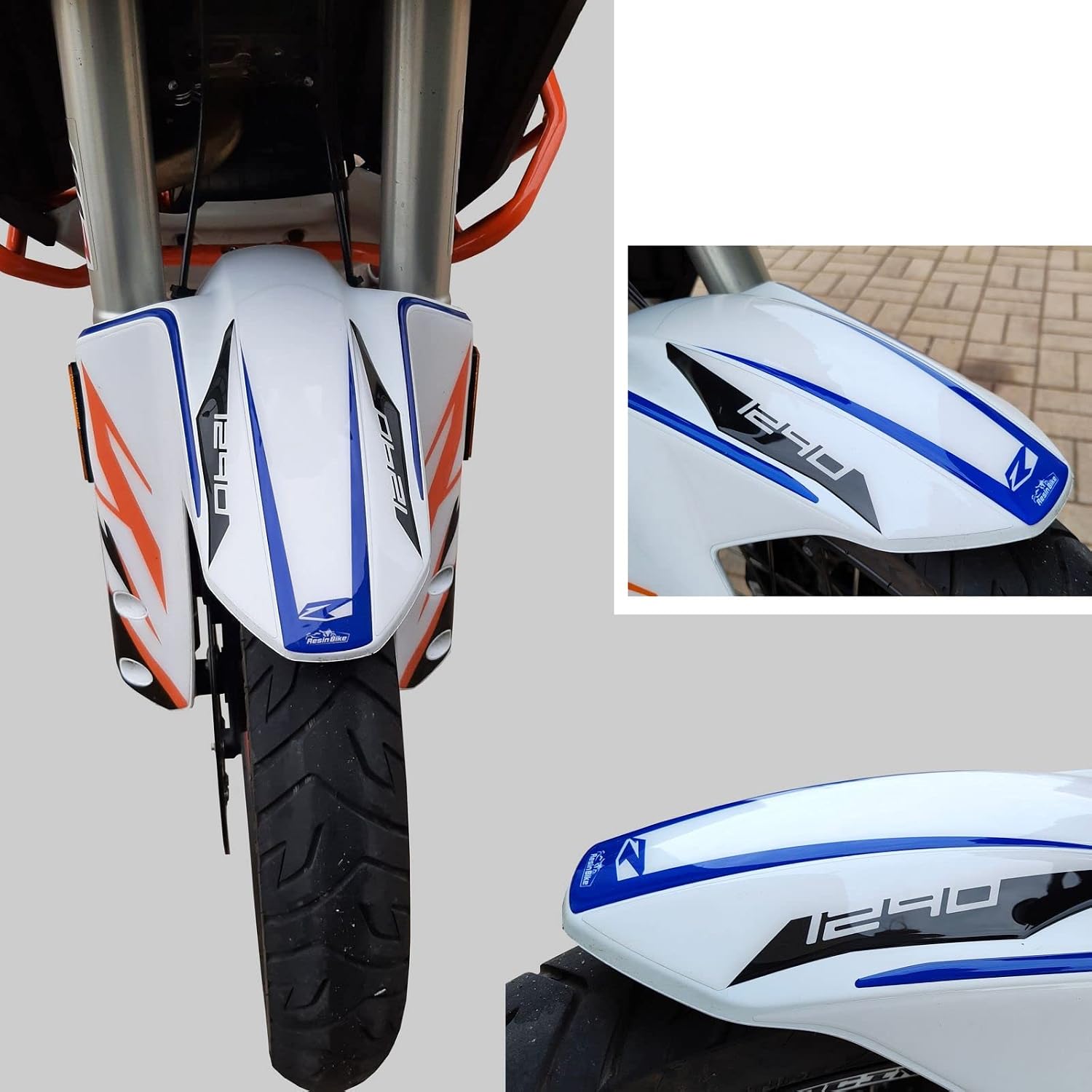 Resin Bike Motorcycle 3D Stickers Compatible with KTM 1290 Super Adventure R 2021. Front Fender Protectors Protections from Impact and Scratches. Resin Stickers - Made in Italy