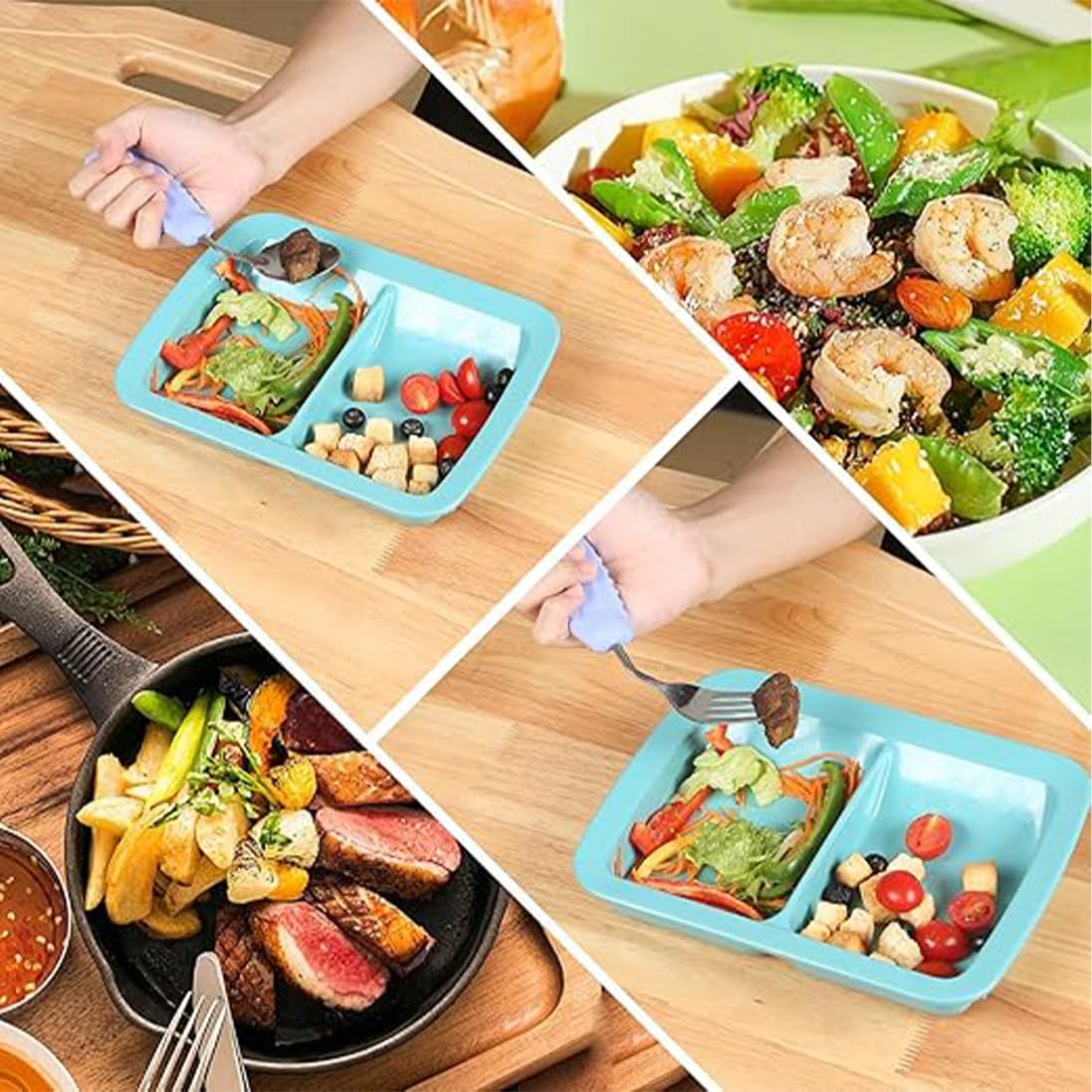 Utensilios adaptativos, cubiertos en ángulo pesados, ayuda para Parkinson, juego de cuchara y tenedor curvados antideslizantes de fácil agarre para temblores, discapacitados, discapacitados,