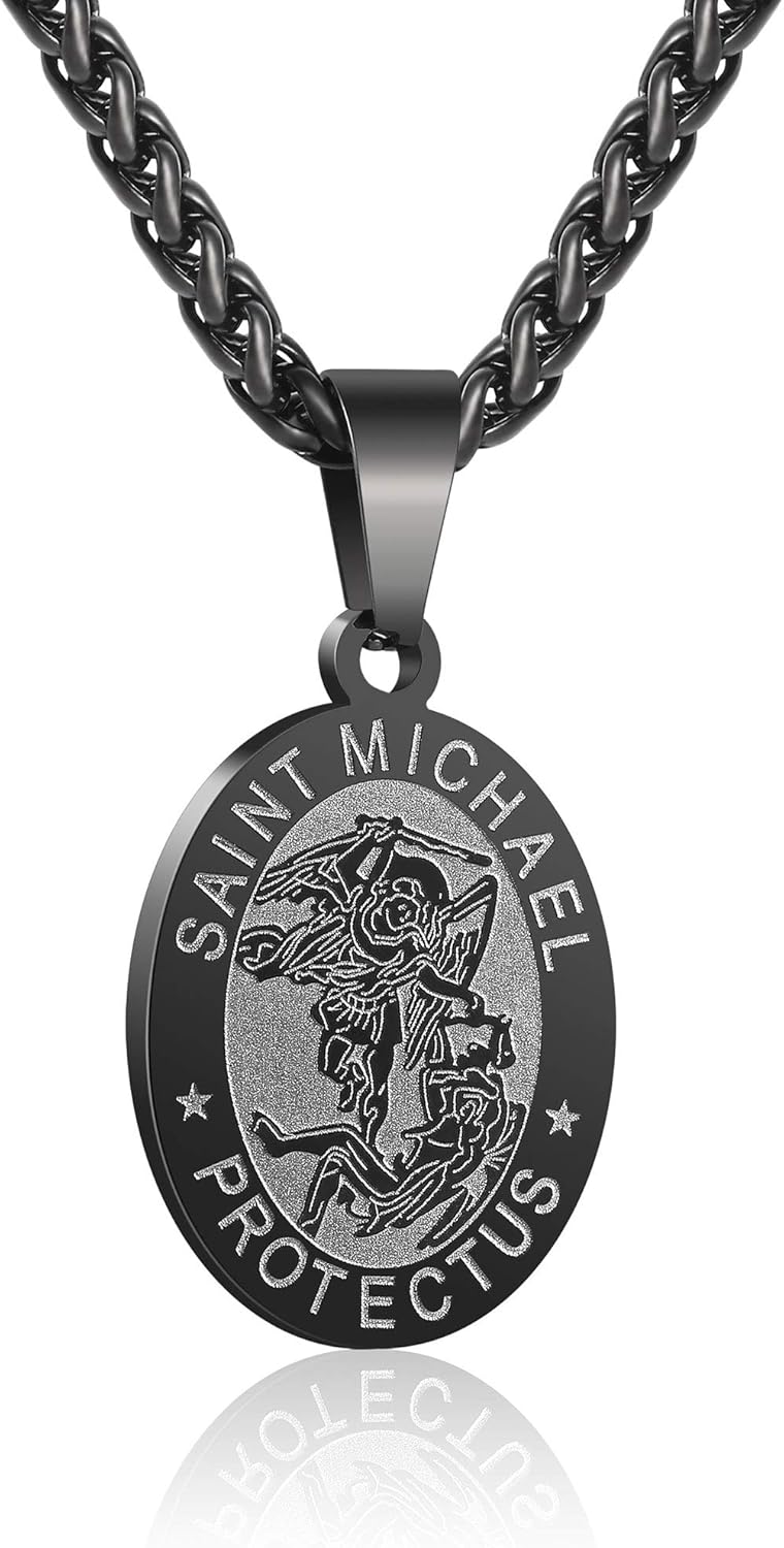 Zocomi Catholic First Communion/Confirmation Gifts for Boys Men,Saint Christopher/Michael/Anthony/Jude/Joseph Medal Necklace，Oval Saint Patron Medal Religious Amulet Gifts - Image 3