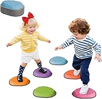 KJR 10PCS Non-Slip Stepping Stones for Kids Ages 3-8+ - Toddler Balance Sensory Path, Indoor Outdoor Obstacle Course Toys for Motor Skills