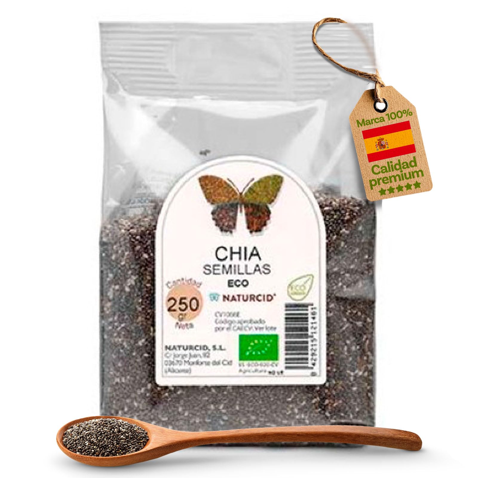 Naturcid Semillas de Chía 100% Naturales 250 g Alto Contenido en Fibra Hierro Calcio