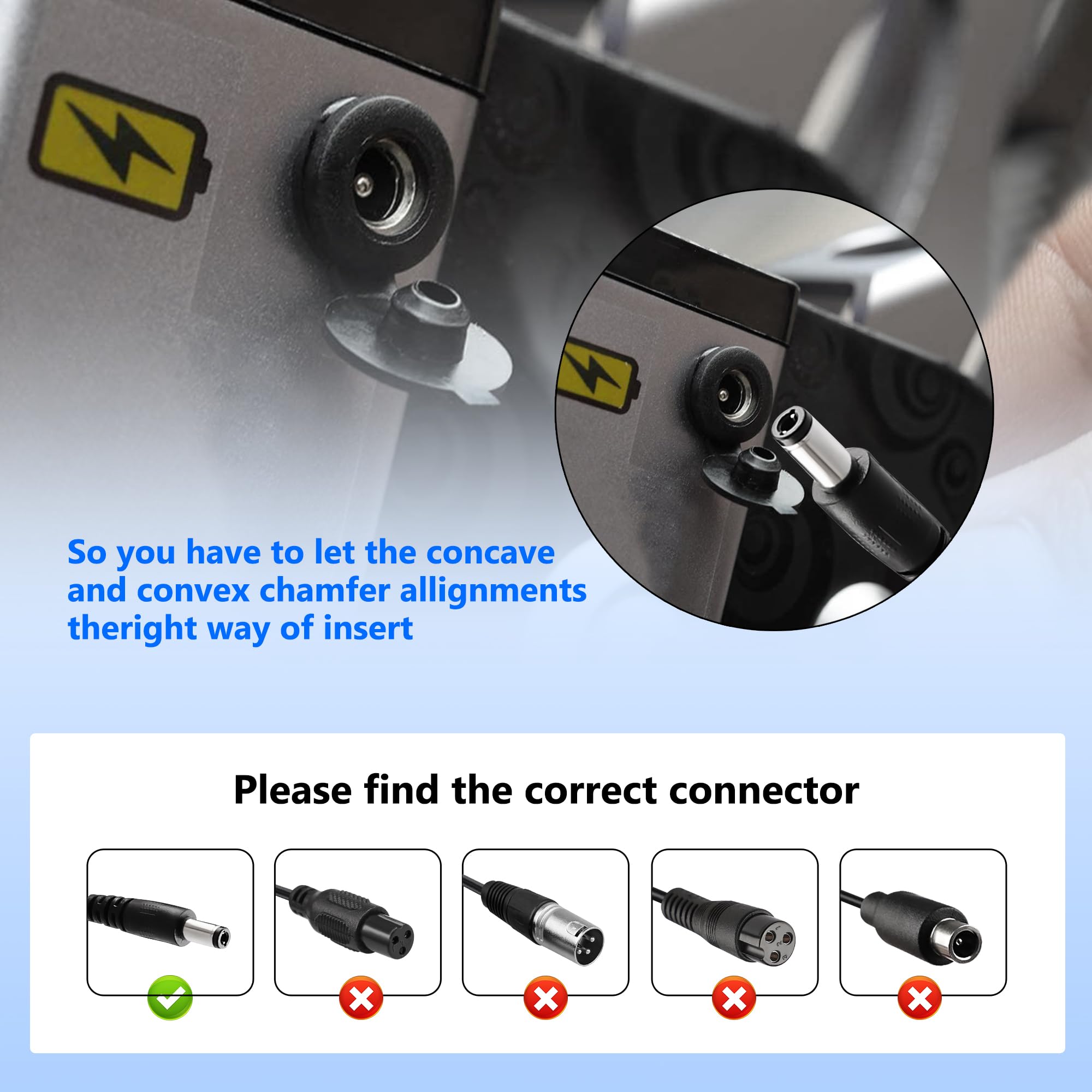 Xahpower Ładowarka do skutera elektrycznego, adapter 42 V 2 A kompatybilny z Hiboy S2 Lite S2 Pro GOTRAX V2 G2 G3 G4 rower elektryczny z baterią 36 V (złącze 5,5 mm x 2,5 mm)