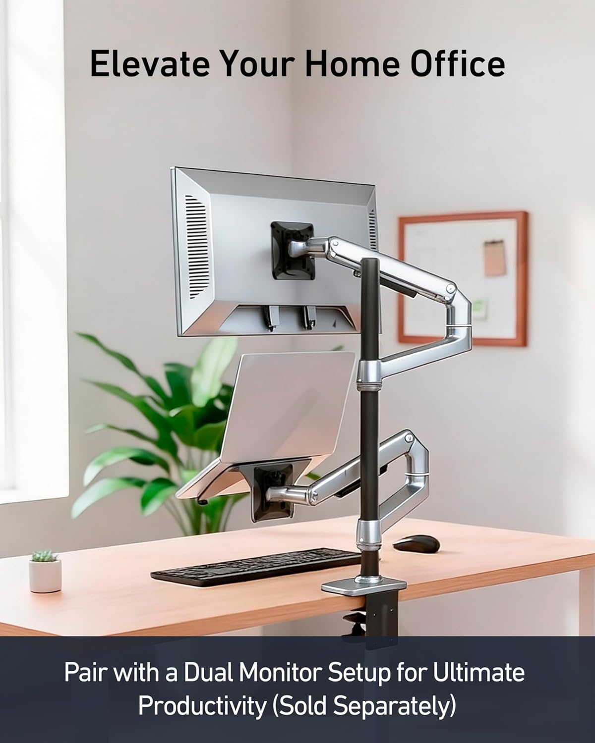 ergounion VESA Laptop Tray for Monitor Mount, Holds Laptops up to 17.3 Inches and 28.6 lbs, Fits 100x100mm VESA, Notebook Tray Office Desk Accessories, Silver