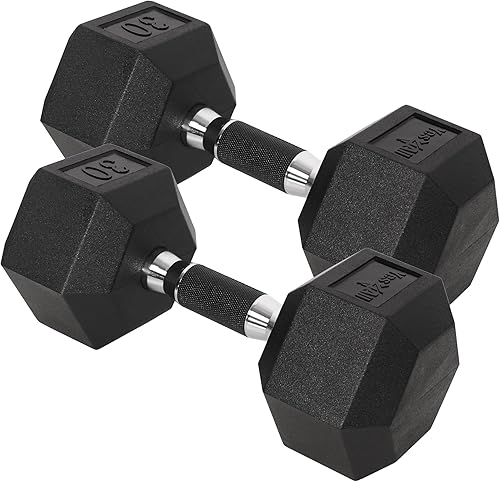 Miniatura 11 de Yes4All Mancuernas hexagonales revestidas con agarre cromado/de goma, pesas de mano con par antideslizante de 10 a 30 libras A. 4.4 lbs - Par,B. 9.9