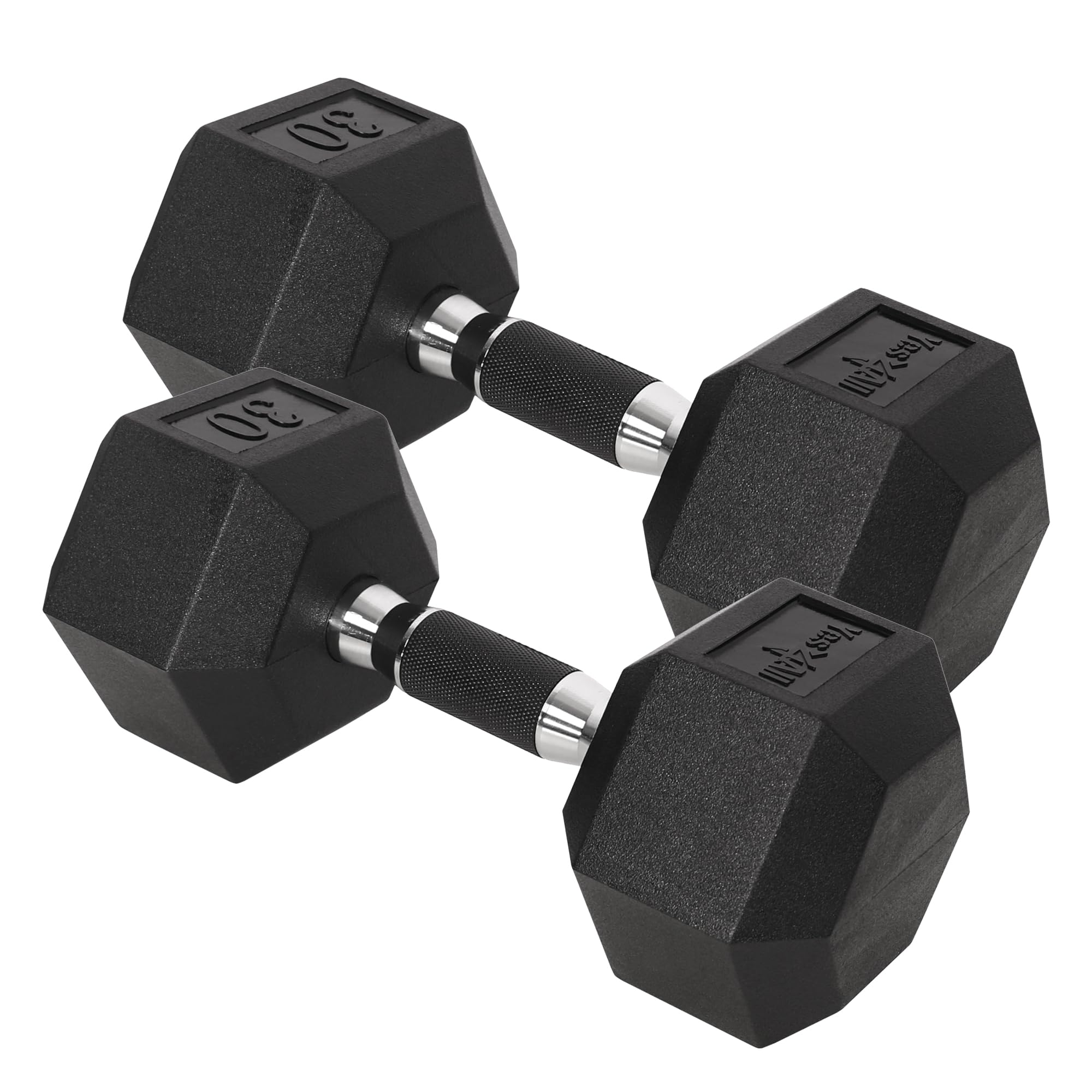 Yes4All Chrome/Rubber Grip Encased Hex Dumbbells 30 lb Pair